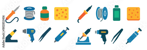 Colorful Soldering Tools Icons