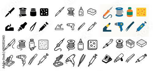 Variety of soldering tools and materials