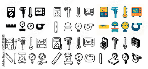 Variety of measurement tools icons