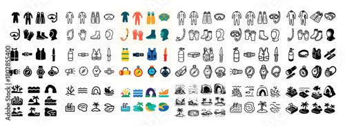 Scuba and diving icons collection