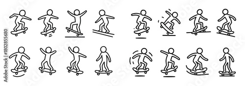 Skateboard Doodle Icons