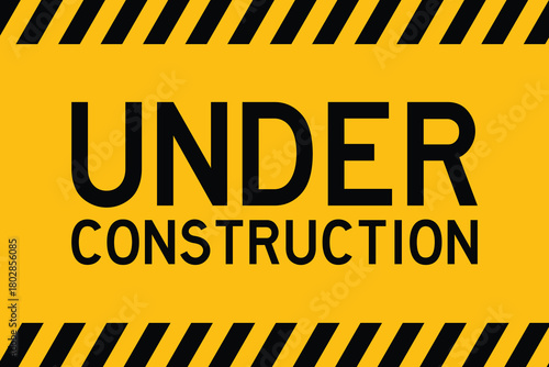Under construction area caution striped background, yellow caution warning template with striped border