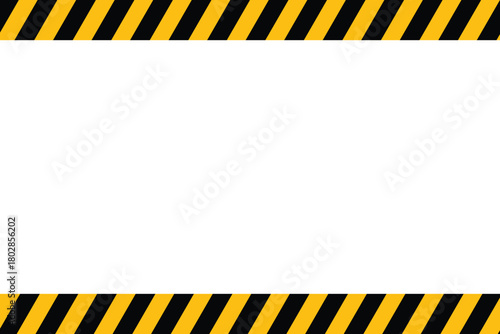 Blank warning line striped rectangular background. Yellow black striped border with write background for industrial safety