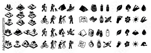 Outdoor adventure icons collection