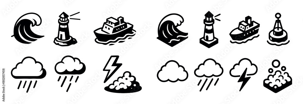 Obraz premium Isometric Sea Icons