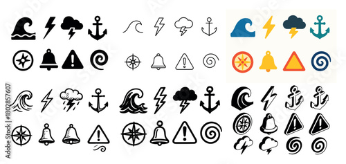 Weather and nautical warning symbols