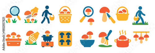 Mushroom Picking Icons