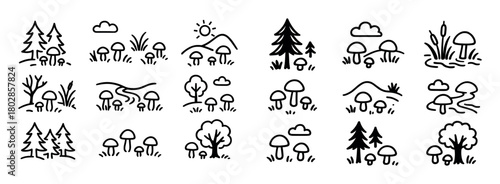 Mushroom Picking Icons