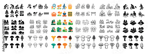 Variety of nature and mushroom icons