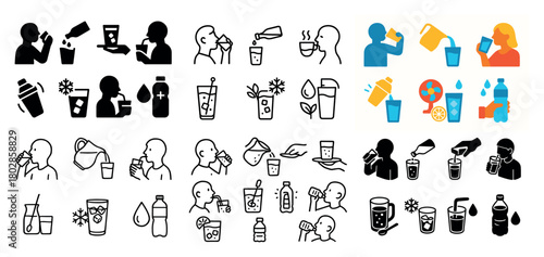 Variety of people drinking beverages