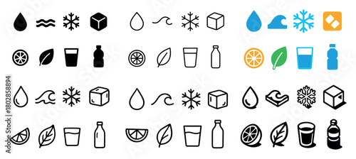 Various drink icons and symbols set