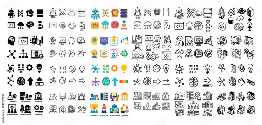 Obraz premium Technology and science icon collection