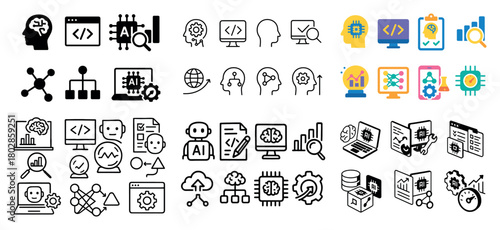 Diverse ai and tech icon collection