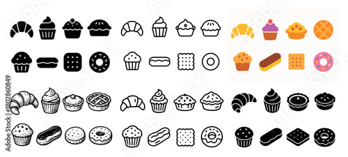 Assorted bakery icons and illustrations