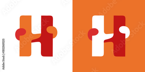 Letter H logo design showcasing unity and collaboration, ideal for modern brands seeking a dynamic and memorable visual identity with a creative touch and positive connection