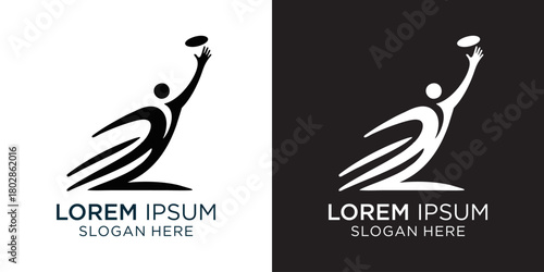 Sport logo design showcasing a stylized figure cathcing a rugbyball with speed and agility, perfect for sports teams, recreational businesses, or active lifestyle brands emblem