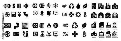 Hvac icons and building symbols collection
