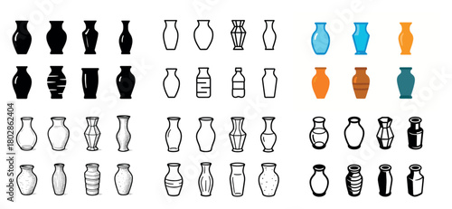 Diverse silhouette and colorful vases