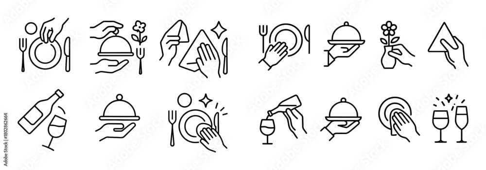Obraz premium Minimalist Table Setting Icons