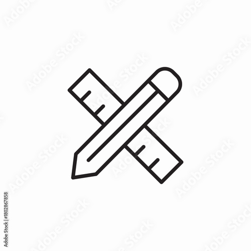 pencil ruler sketching icon sign vector