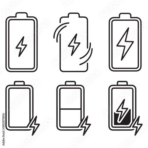 battery charging icon set