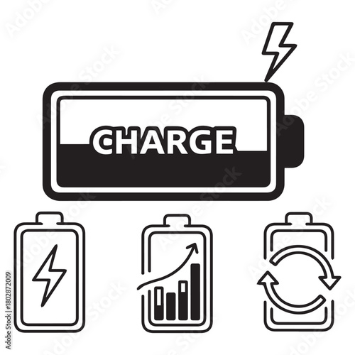 battery charging icon set
