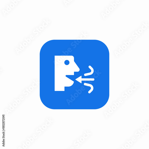 mouth inhaling icon sign vector