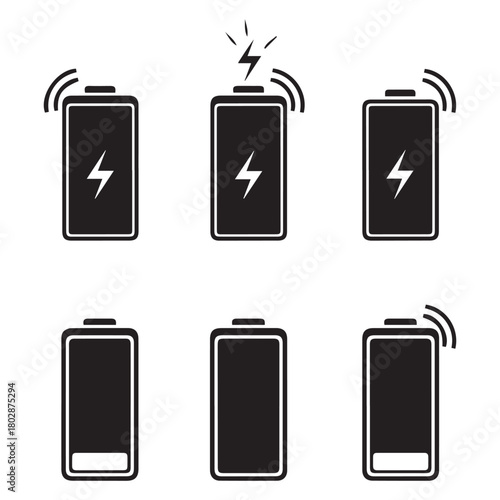 battery charging icon set