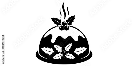 Steaming Christmas Pudding Flat Vector Icon Dessert