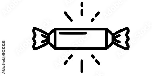 Festive Party Cracker Popper Simple Line Art Vector Icon