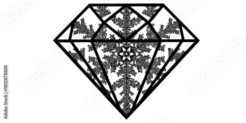 Geometric Diamond Snowflake Intricate Flat Vector