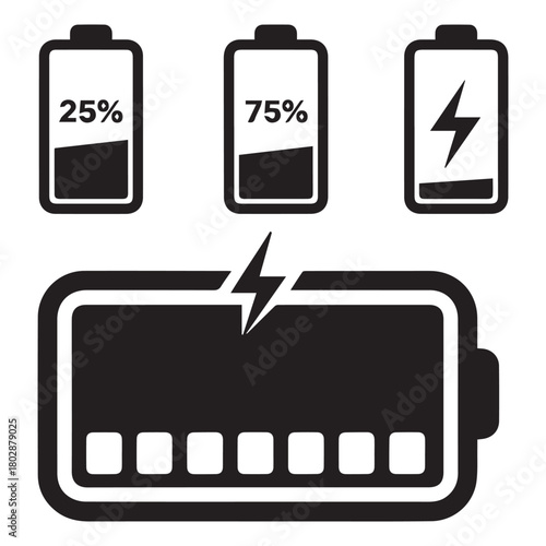 battery charging icon set