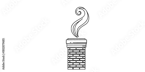 Minimalist Chimney Smoke Outline Simple Flat Vector
