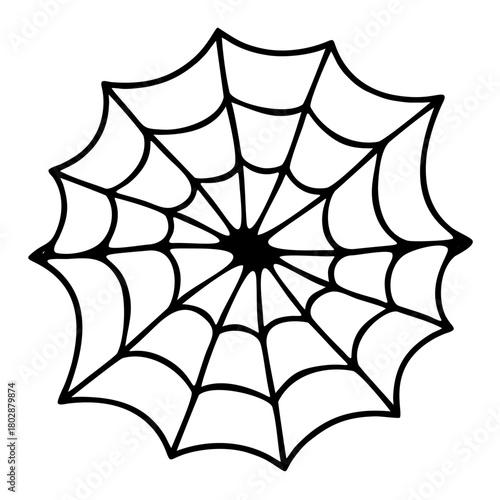 A black spider and cobweb vector illustration is a scary Halloween decoration and nature pattern design
