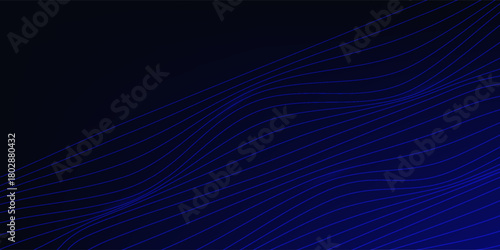 abstract glowing wave lines on dark blue background. dynamic wave pattern. modern flowing wavy lines. futuristic technology concept. suit for banners.
