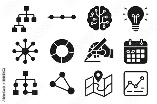 Sketching icon ai tree vector hand wheel branching creative grid bulb diagram