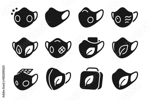 Icon carbon smart pollution vector mask quality eco air design