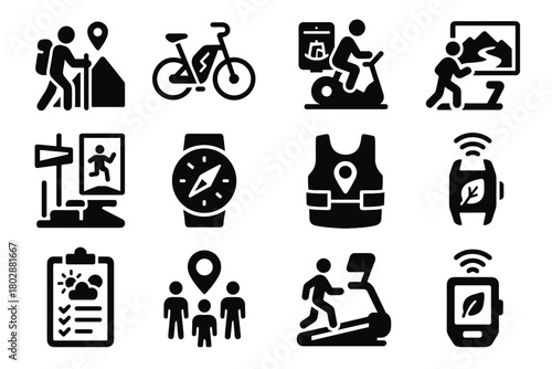 Fitness tracker cycling ar vector outdoor smart connected training device smartwatch virtual