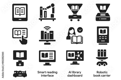 Icon sensor interface holographic smart panel reading devices monitor library vector connected