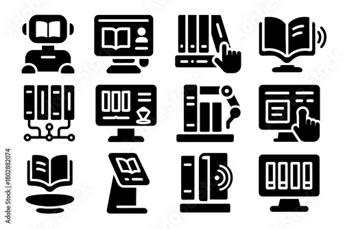 Panel icon library book vector sensor assistant catalog icons digital futuristic interactive
