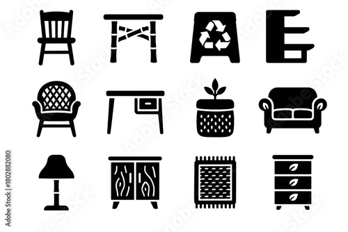 Rug icons lamp icon vector reclaimed eco sofa shelf chair table furniture