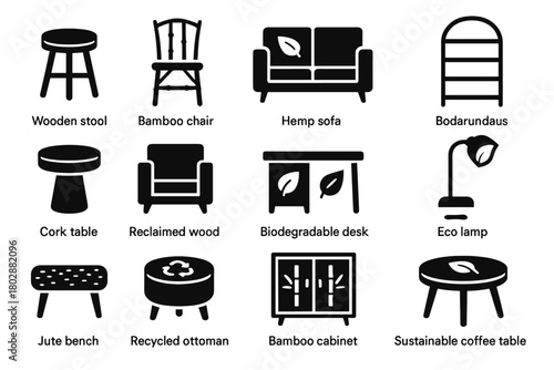 Icon hemp desk ottoman table furniture bamboo friendly recycled shelf eco wooden