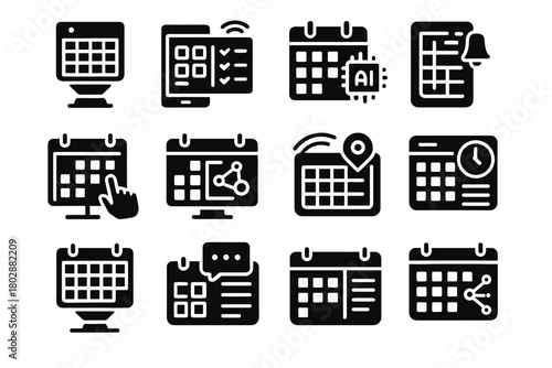 Ai reminder monitor board vector assistant holographic schedule calendar icon futuristic tracker