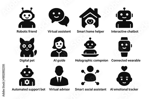 Automated vector digital guide tracker home icon companion interactive ai helper smart