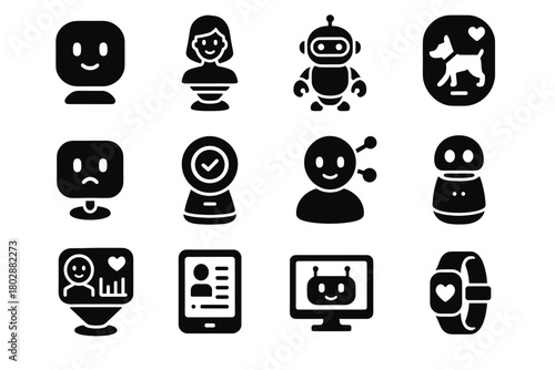 Assistant ai vector emotional companion virtual interactive set futuristic icon smart connected