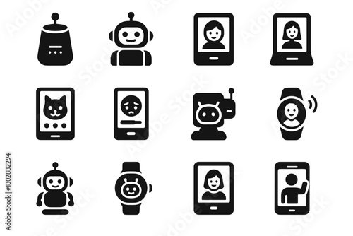 Sensor guide companions digital social icon support tracker vector assistant ai engagement