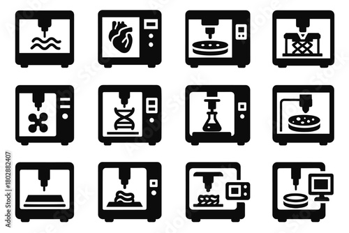 Synthesis printer bioprinter icons icon interactive device dna vector deposition culture module