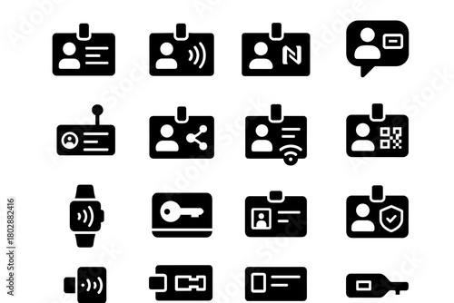 Badge card smart connected id digital token icons rfid vector panel icon