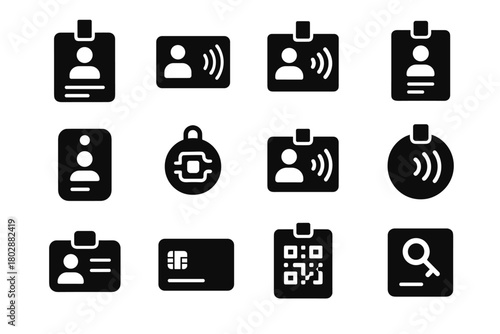 Icon digital qr vector access id pass badge identification smart