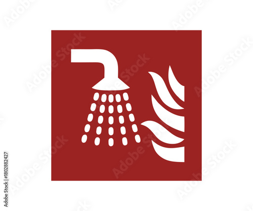 ISO 7010 F011 Water fog applicator sign. Fire fighting equipment signal pictogram vector design and illustration.

